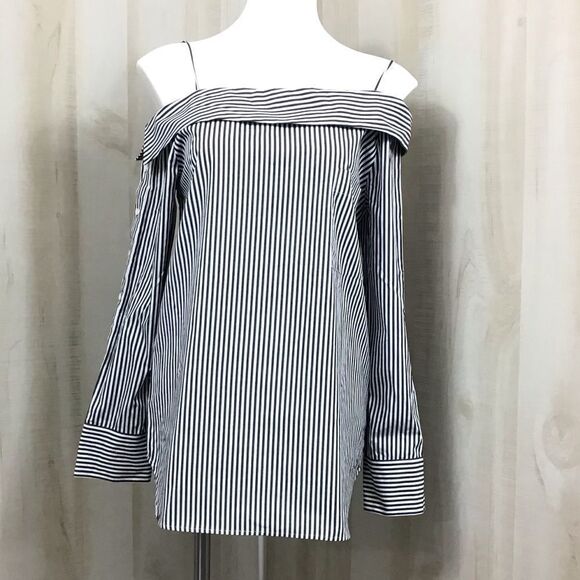 Robert Rodriguez Cold Shoulder Stripe Top NWT SZ 6 - Picture 2 of 8